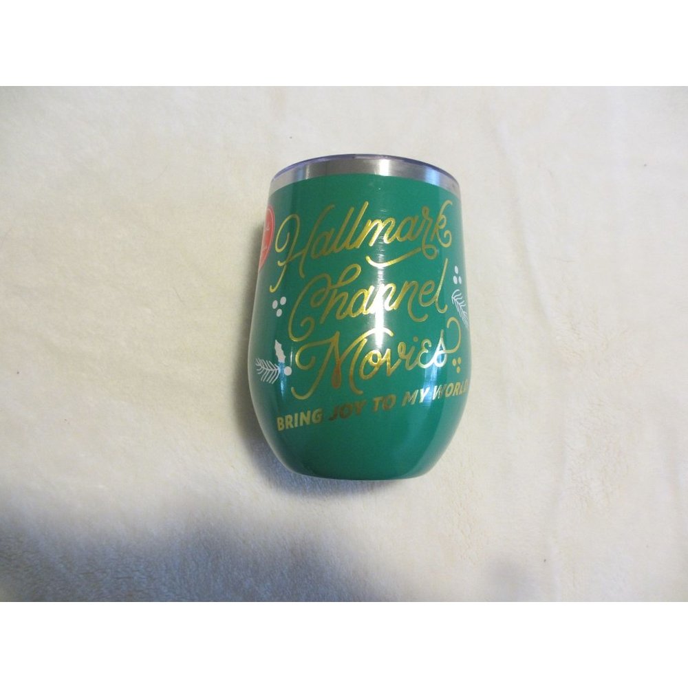 HALLMARK CHANNEL PRODUCT GREEN WINE COOLER GLASS WITH LID NEW, NEVER USED WITH D